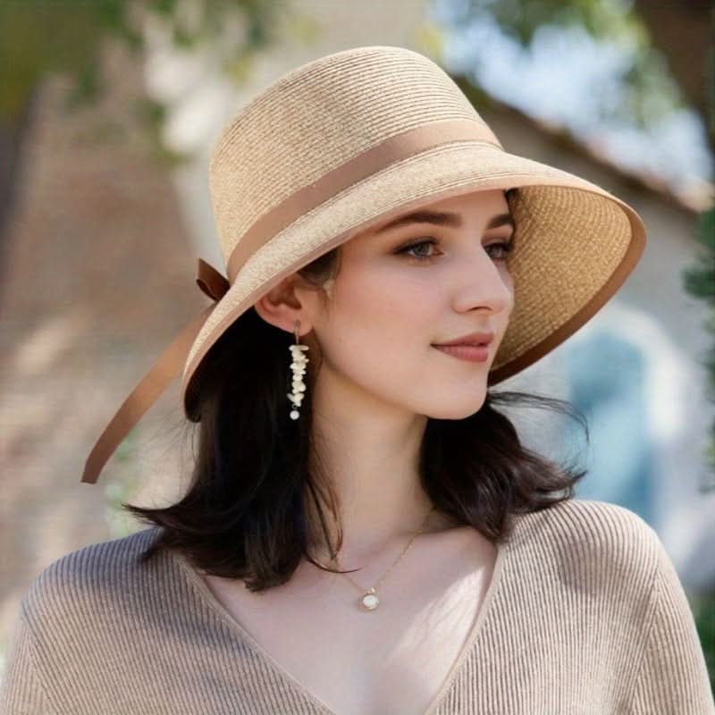 Women’s Luxury Straw Sun Hat – Close Weave, Breathable, UV Protection