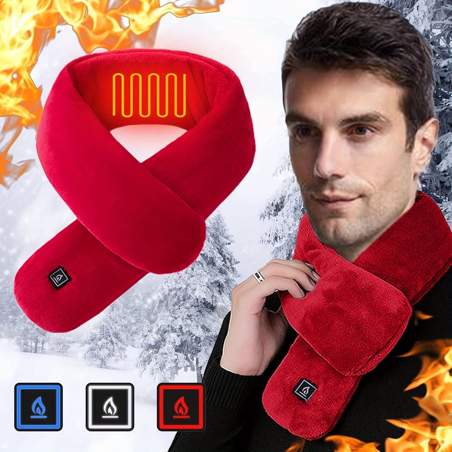 USB Heated Scarf – 3 Heat Settings, Washable Neck Warmer