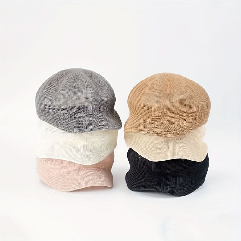 Women’s Summer Mesh Beret Cap – Lightweight Knit Octagonal Hat with Sunshade