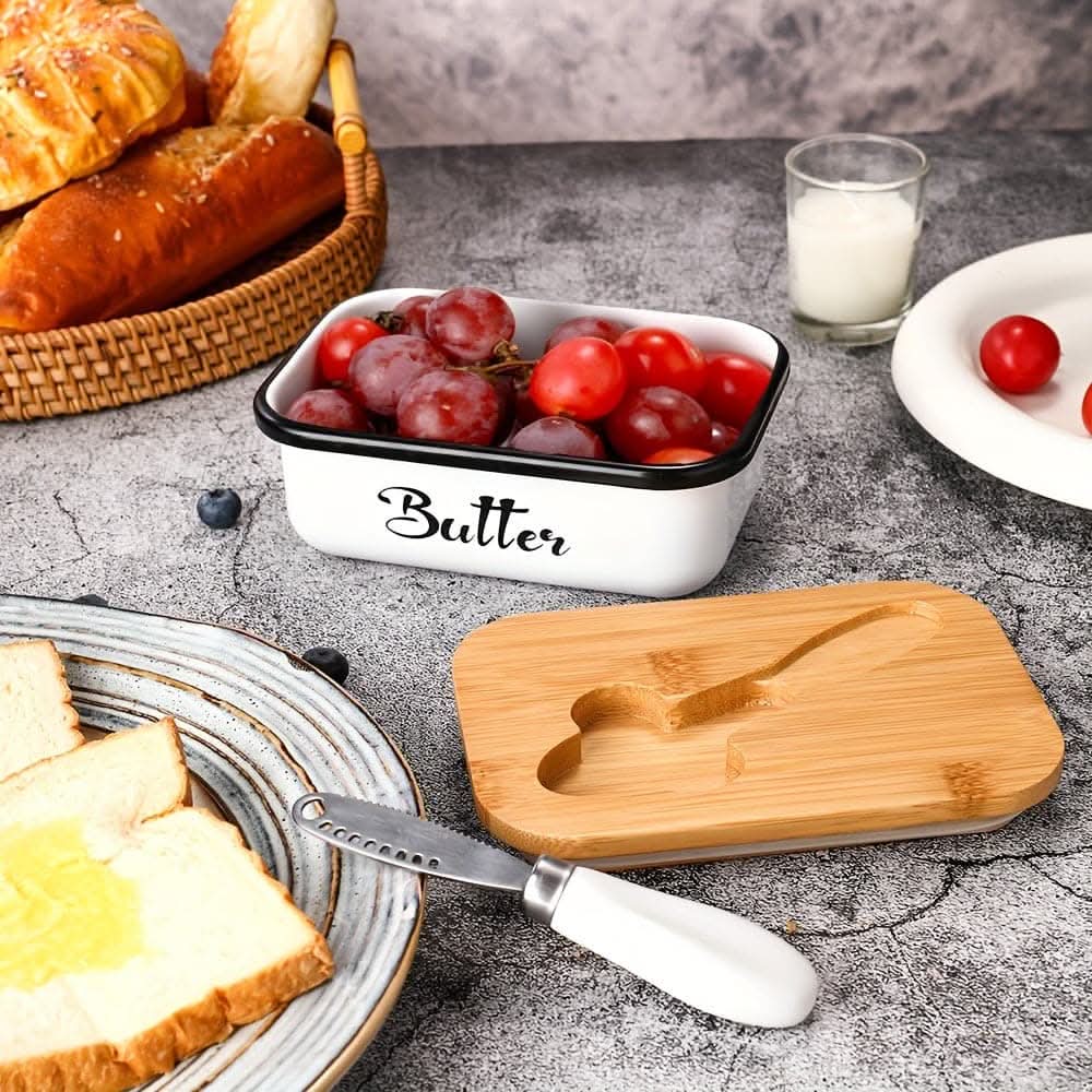 Elegant Stainless Steel Butter Dish with Sealed Lid & Multipurpose Knife