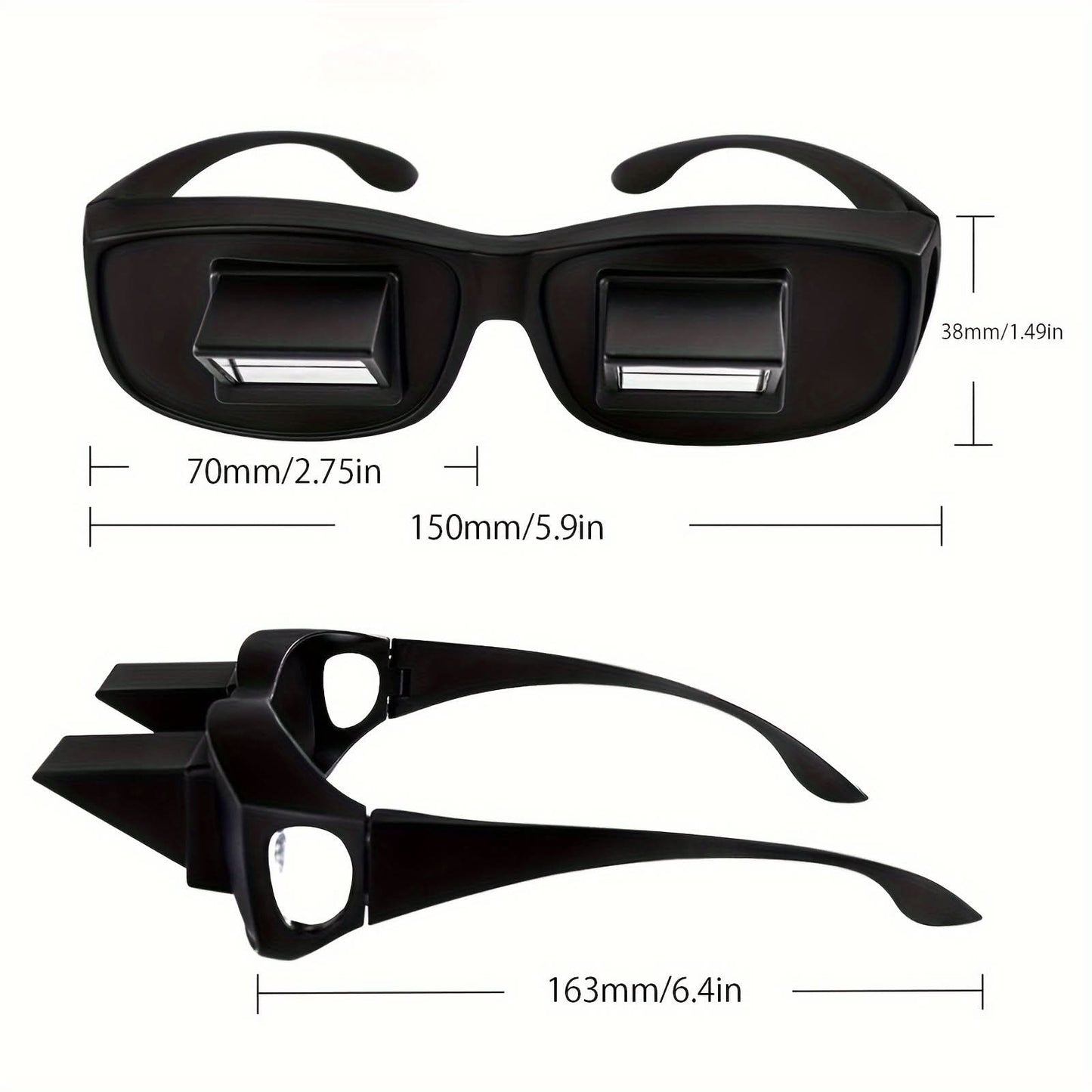 KROKODIL Rectangular Lazy Glasses - HD Prism Clear Lens for Reading & TV