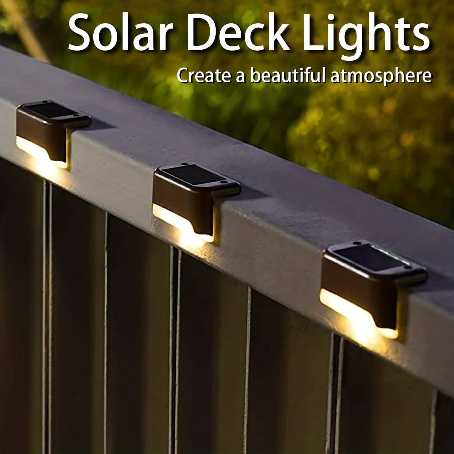 4-Pack Solar Powered Warm LED Deck Lights for Outdoor Use