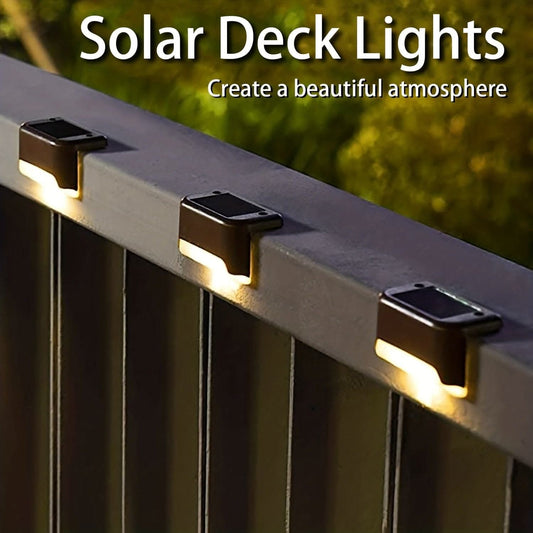 4-Pack Solar Powered Warm LED Deck Lights for Outdoor Use