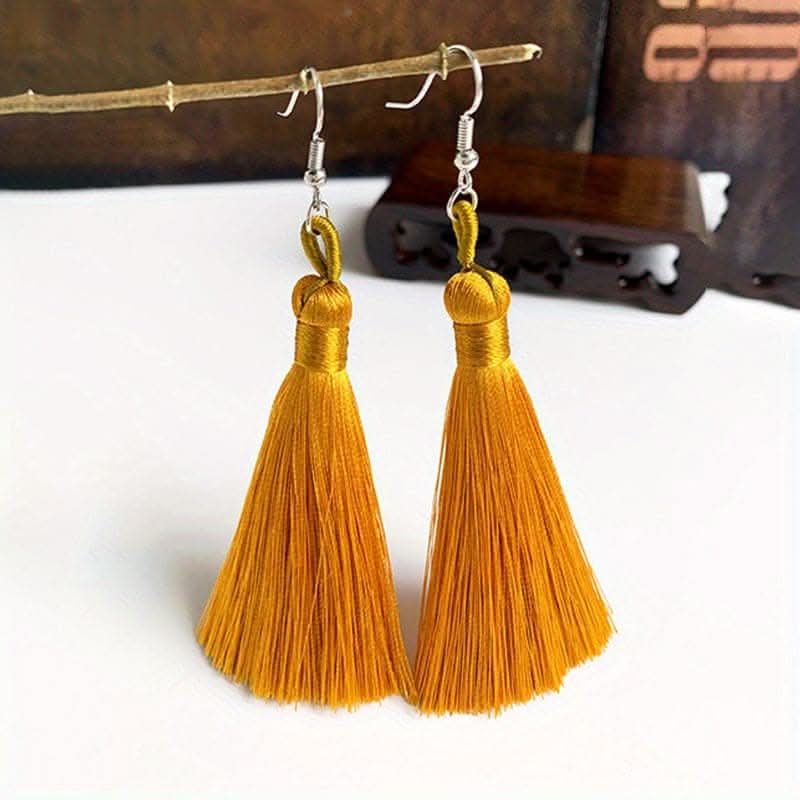 Colorful Tassel Dangle Earrings – Boho Ethnic Style