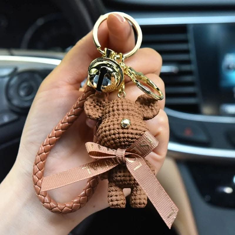 Adorable Bear Keychain with Bow & Bell – Cute Gift for Girls