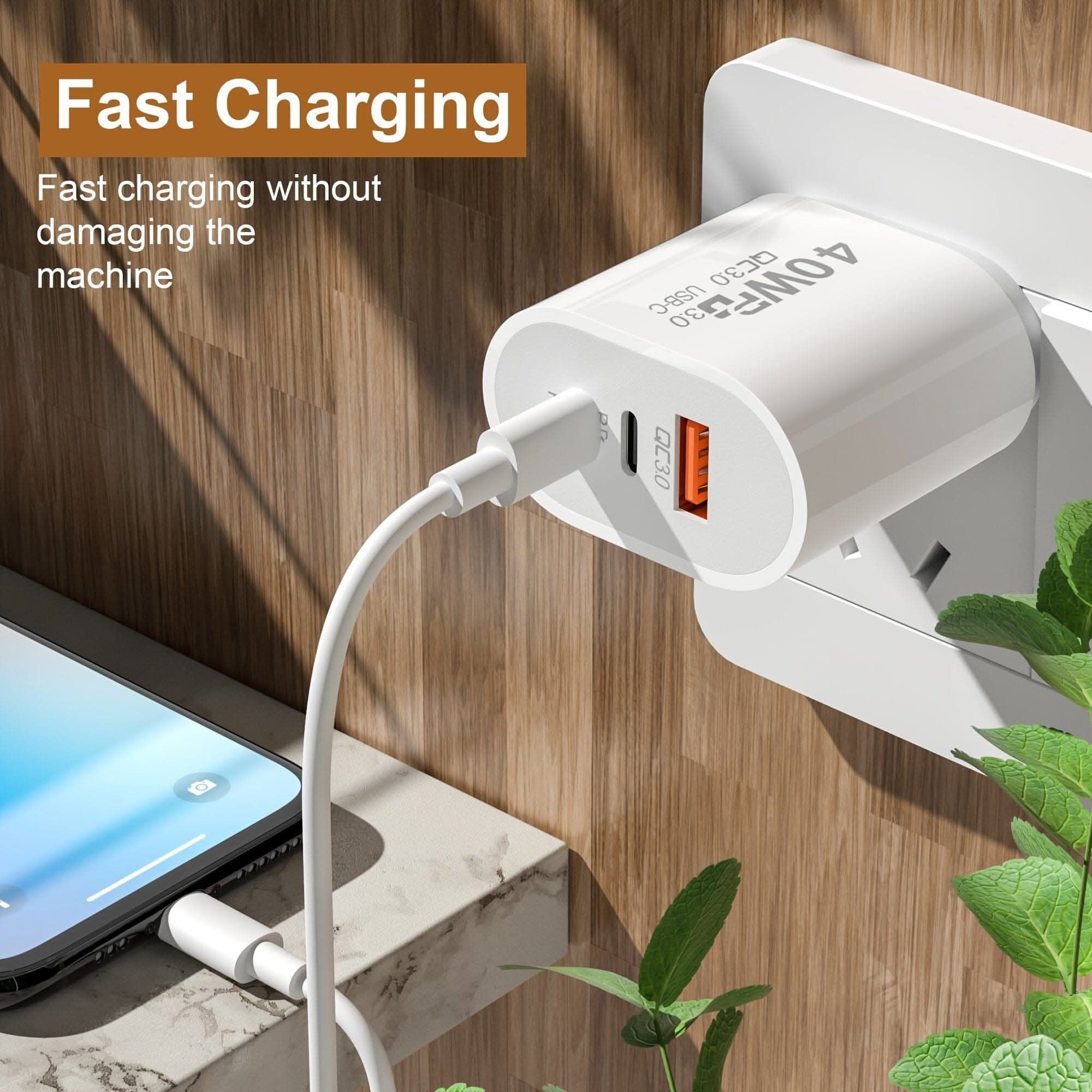 40W USB-C Fast Charger – PD & QC 3.0 Compatible