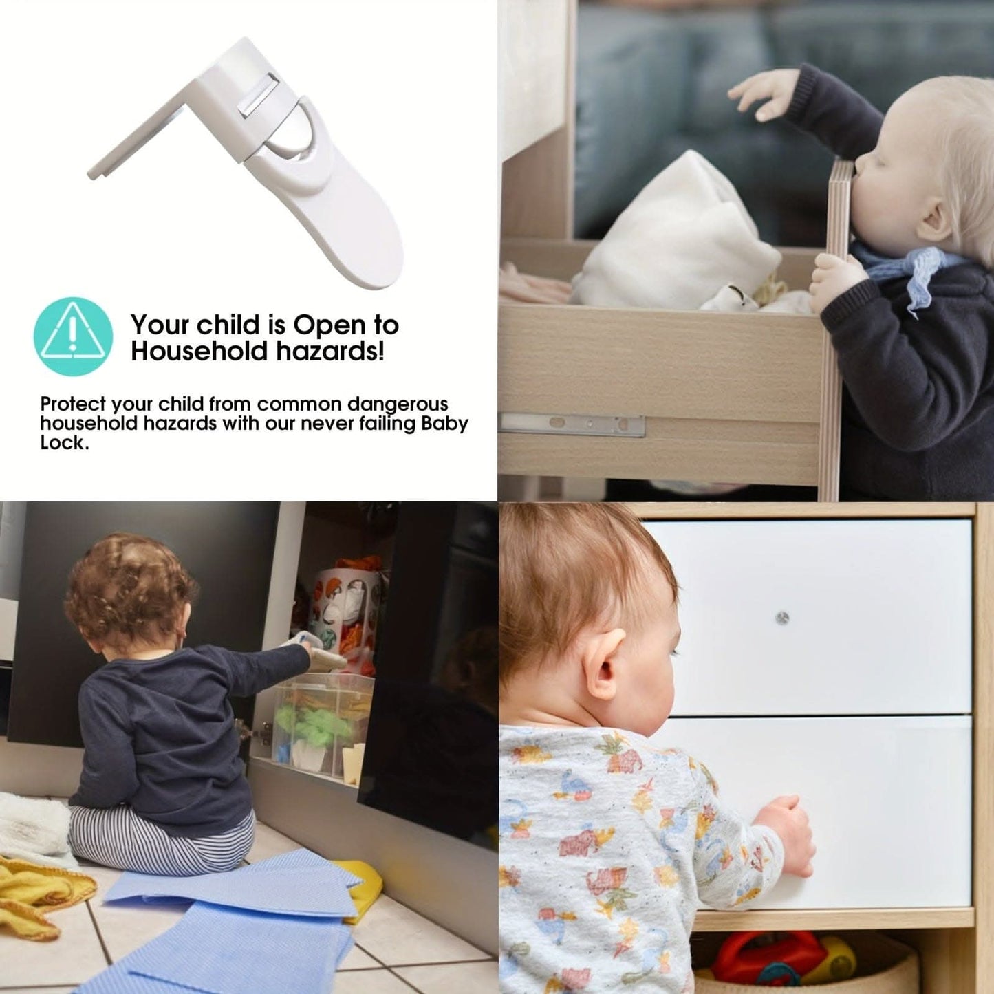 5-Piece Baby Safety Locks - Easy No-Drill Installation