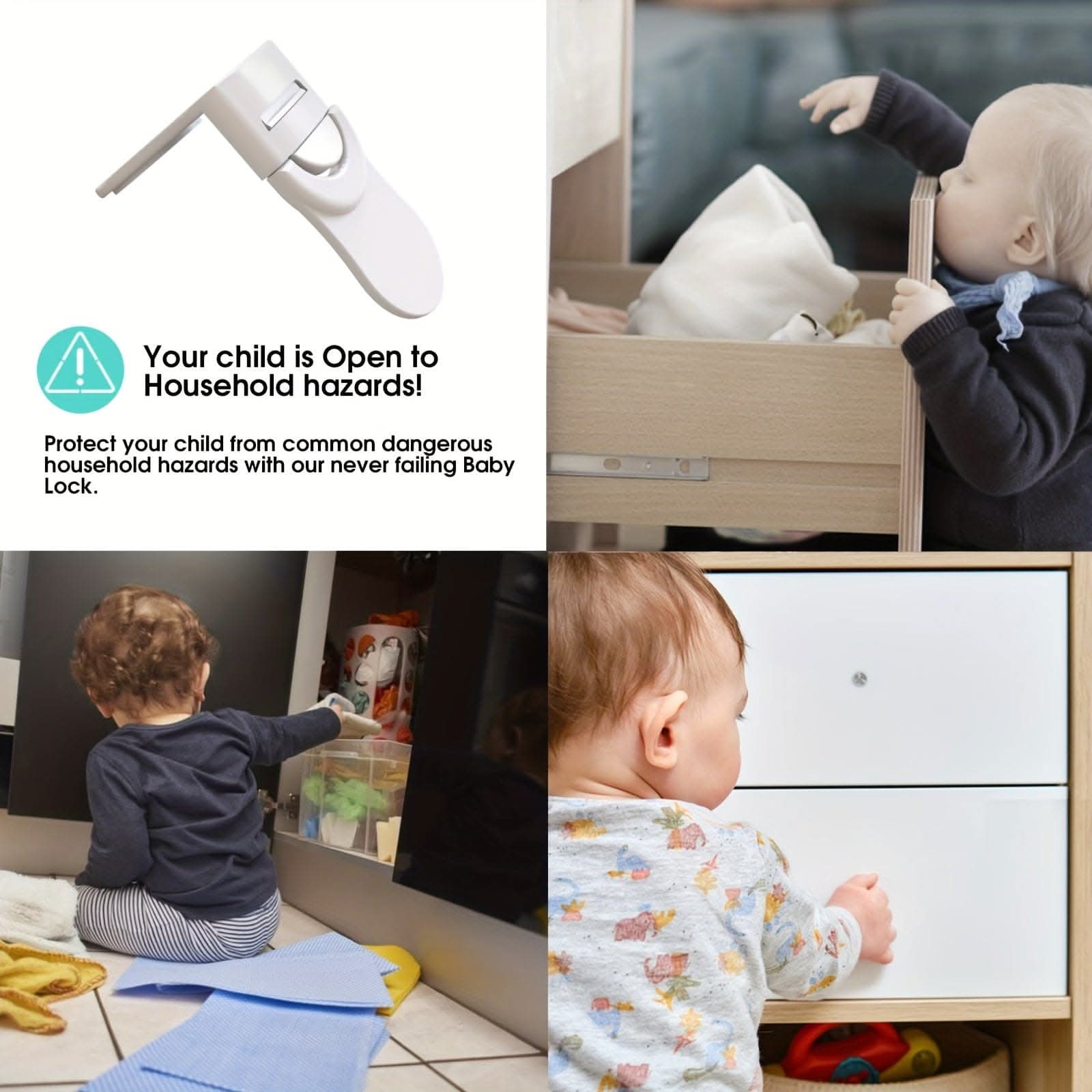 5-Piece Baby Safety Locks - Easy No-Drill Installation