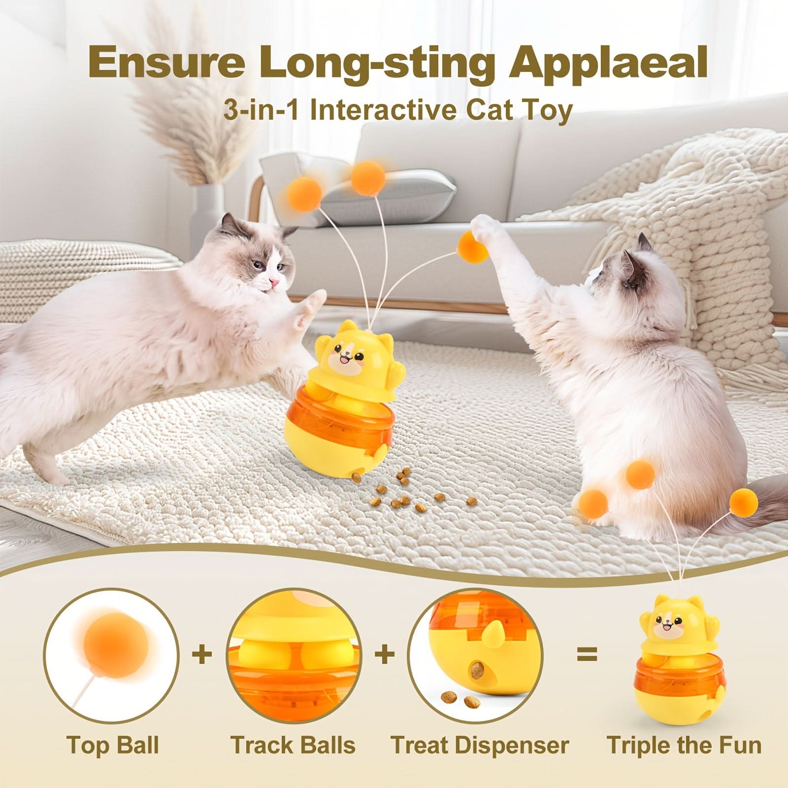 Tease Cat Stick Toy - Self-Stomping Slow Feeder