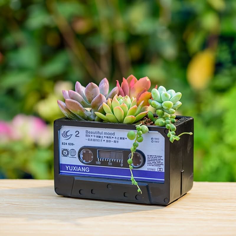 Vintage Cassette Tape Square Resin Planter Box