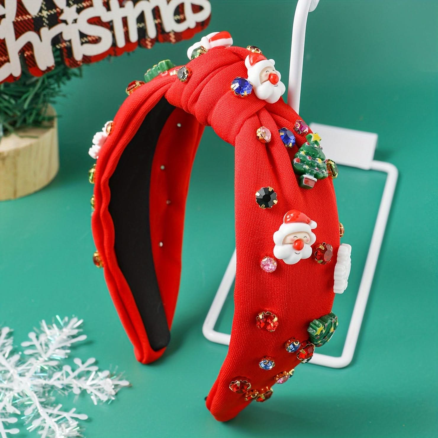3-Piece Rhinestone Christmas Headband Set for Women