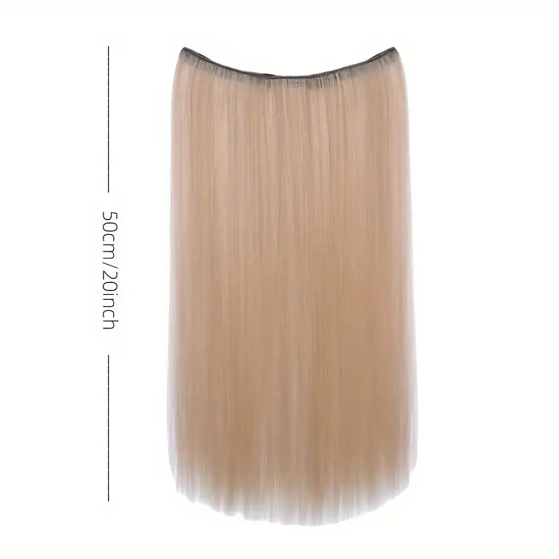 Natural Straight Hair Extensions – Seamless Volumizing Wig in Black & Brown Shades - 50cm long
