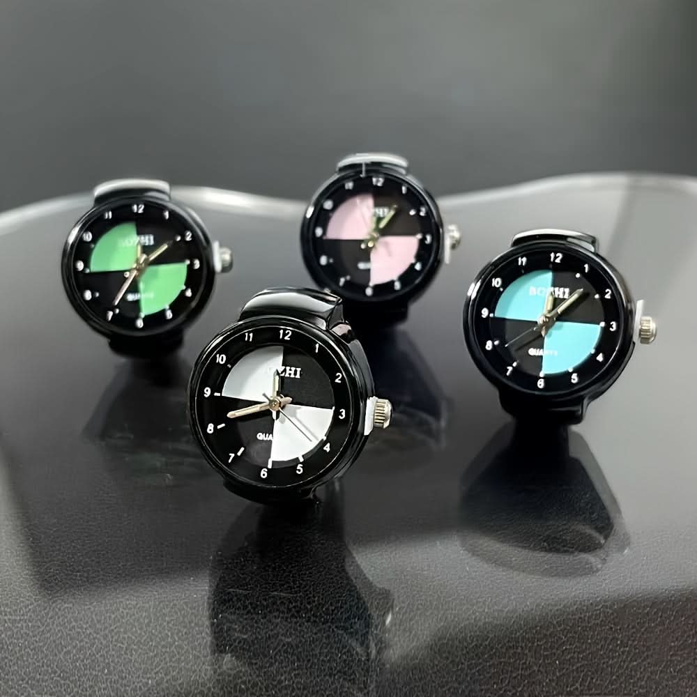 Black Quartz Ring Watch – Casual Unisex Digital Finger Watch