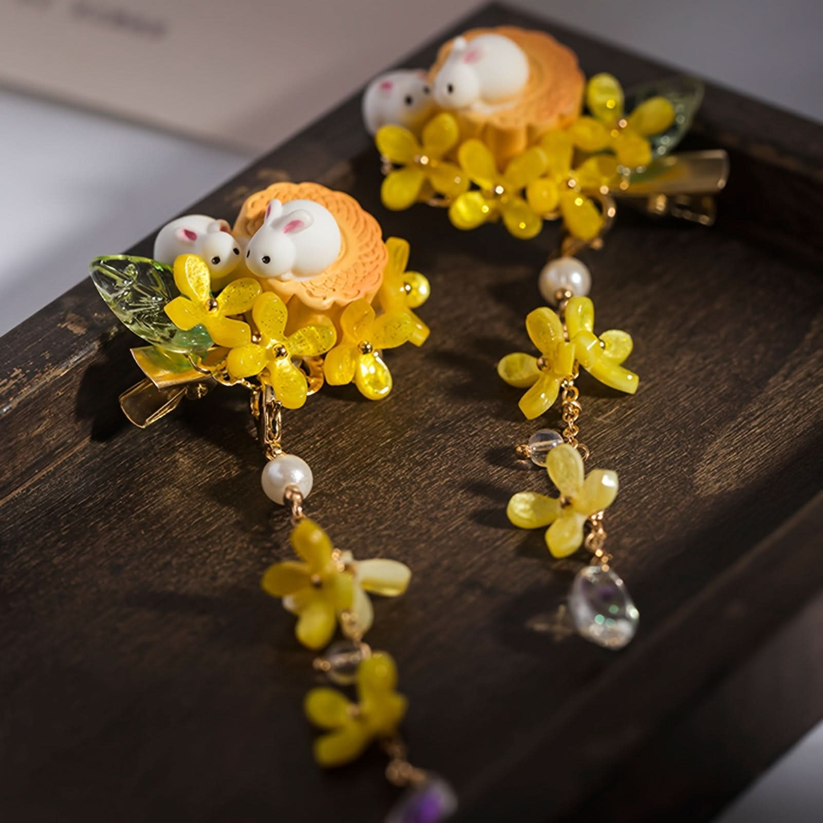 Chinese Rabbit Mooncake Tassel Hair Clip