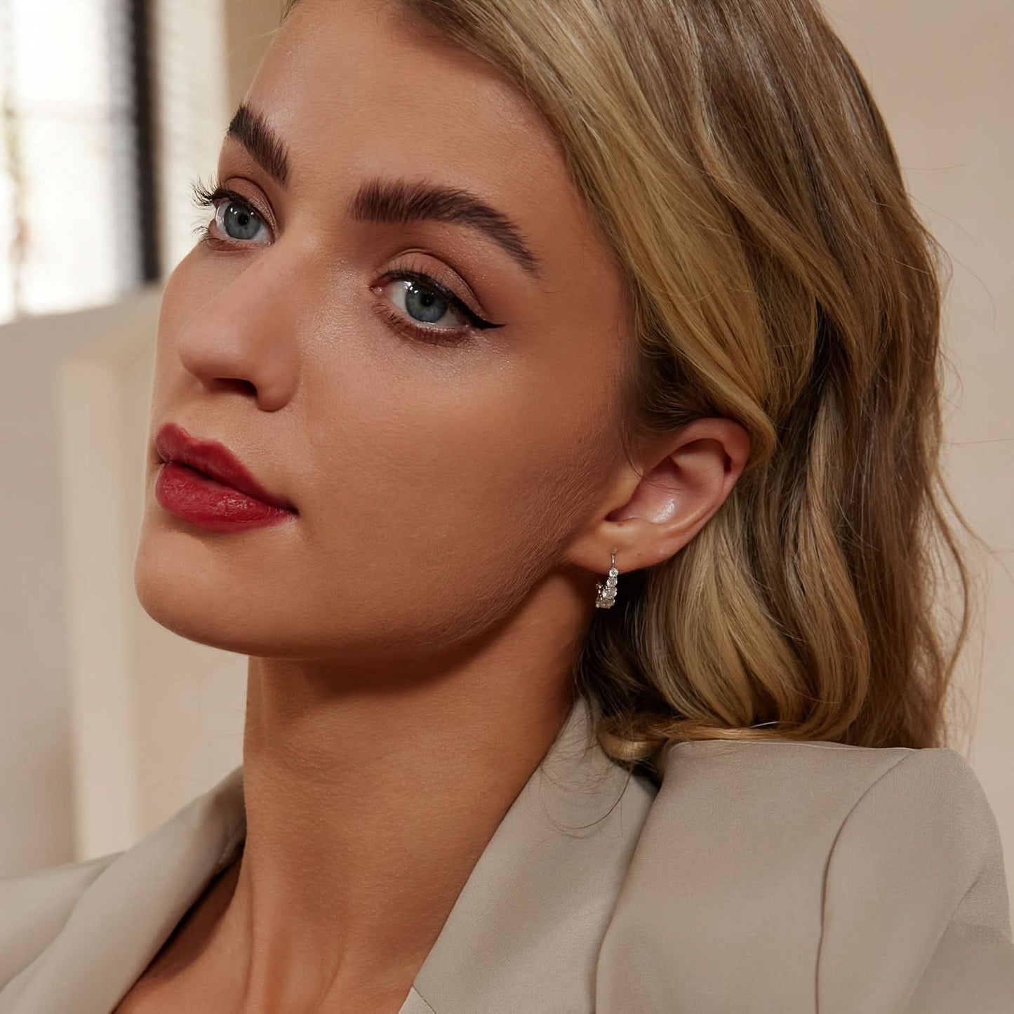 Luxurious Moissanite Sterling Silver Hoop Earrings