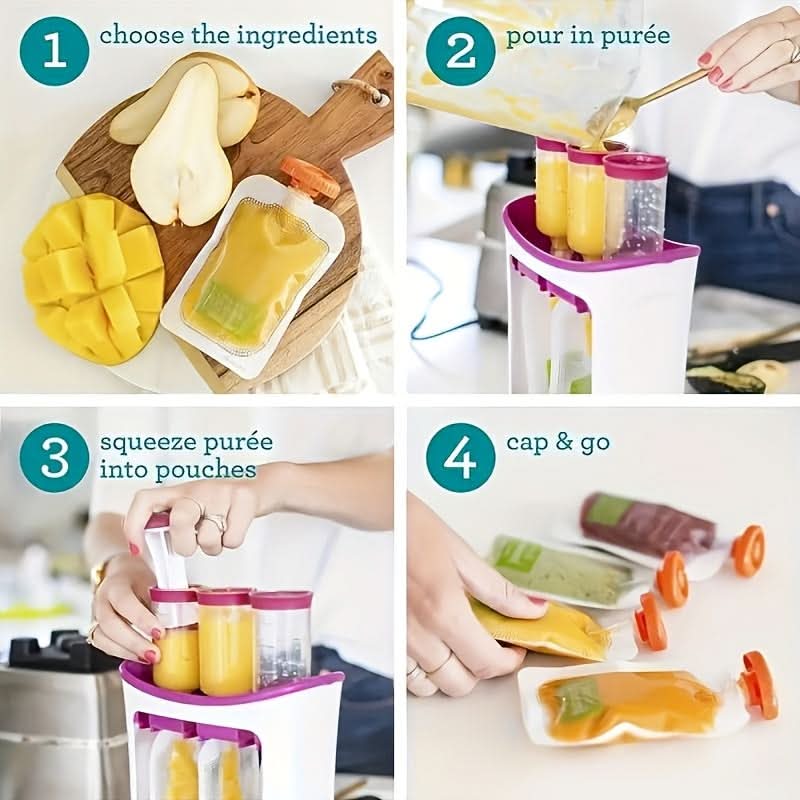 10-Pack Manual Baby Food Supplement Storage Bags