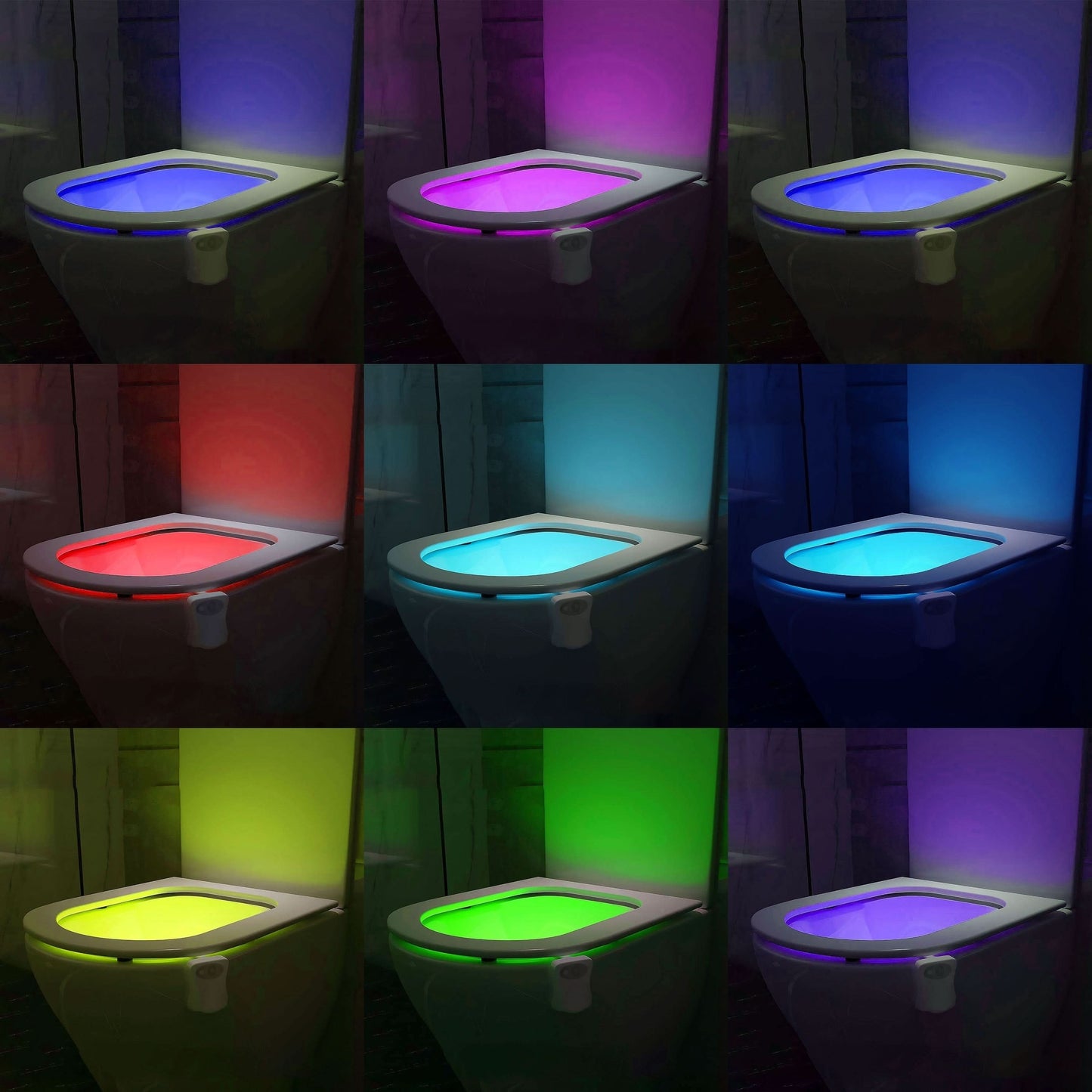 2-Pack 16-Color Motion Sensor Toilet Seat Light