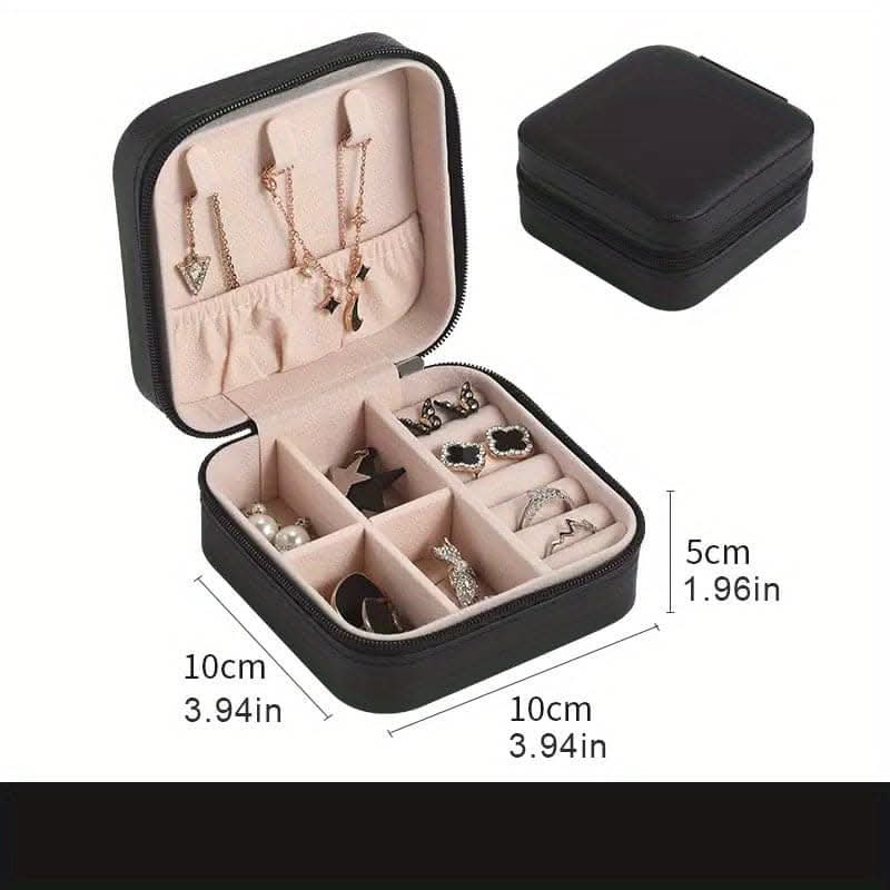Compact Travel Jewelry Case – Organizer for Rings, Earrings & Necklaces