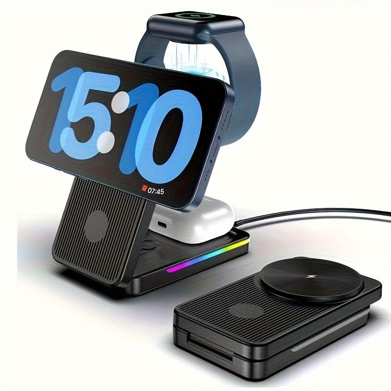 3-in-1 Foldable MagSafe Wireless Charging Station for Apple