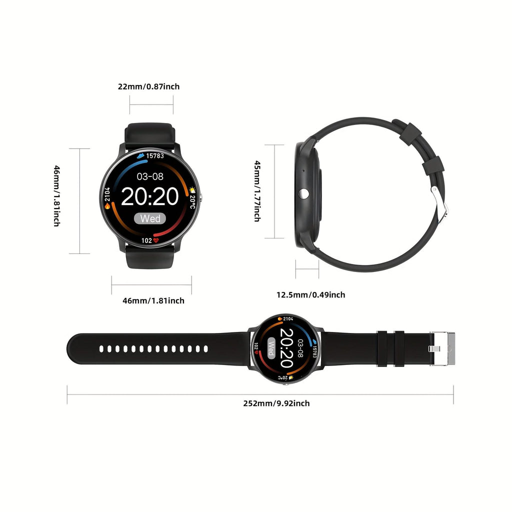 1.52"HD Round Screen Sport Smart Watch for Men and Women (Black)