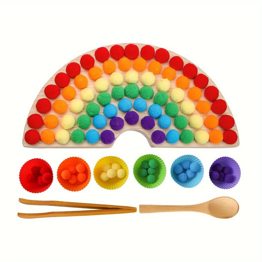 Wooden Color Sorting Peg Board Game – Bead Counting and Matching Toy for Toddlers