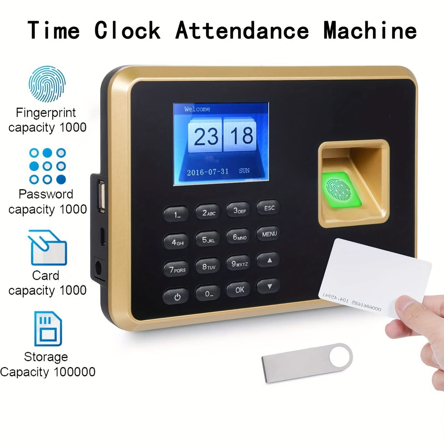 Biometric Fingerprint Time Clock with ID Card Recognition