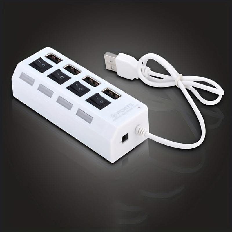 High-Speed 4/7-Port USB 2.0 Hub – Adapter with LED Lamp Switch for PC and Laptop