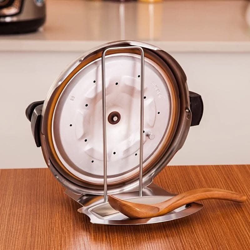 Large Capacity Pot Lid Rack with Drain Tray - Space-Saving Organizer