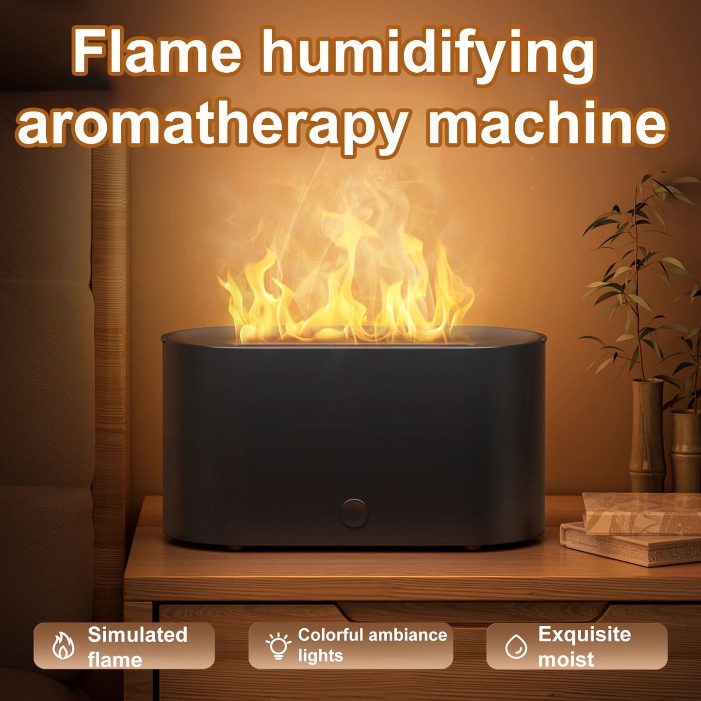 7-Color Flame Simulated Humidifier with Aromatherapy