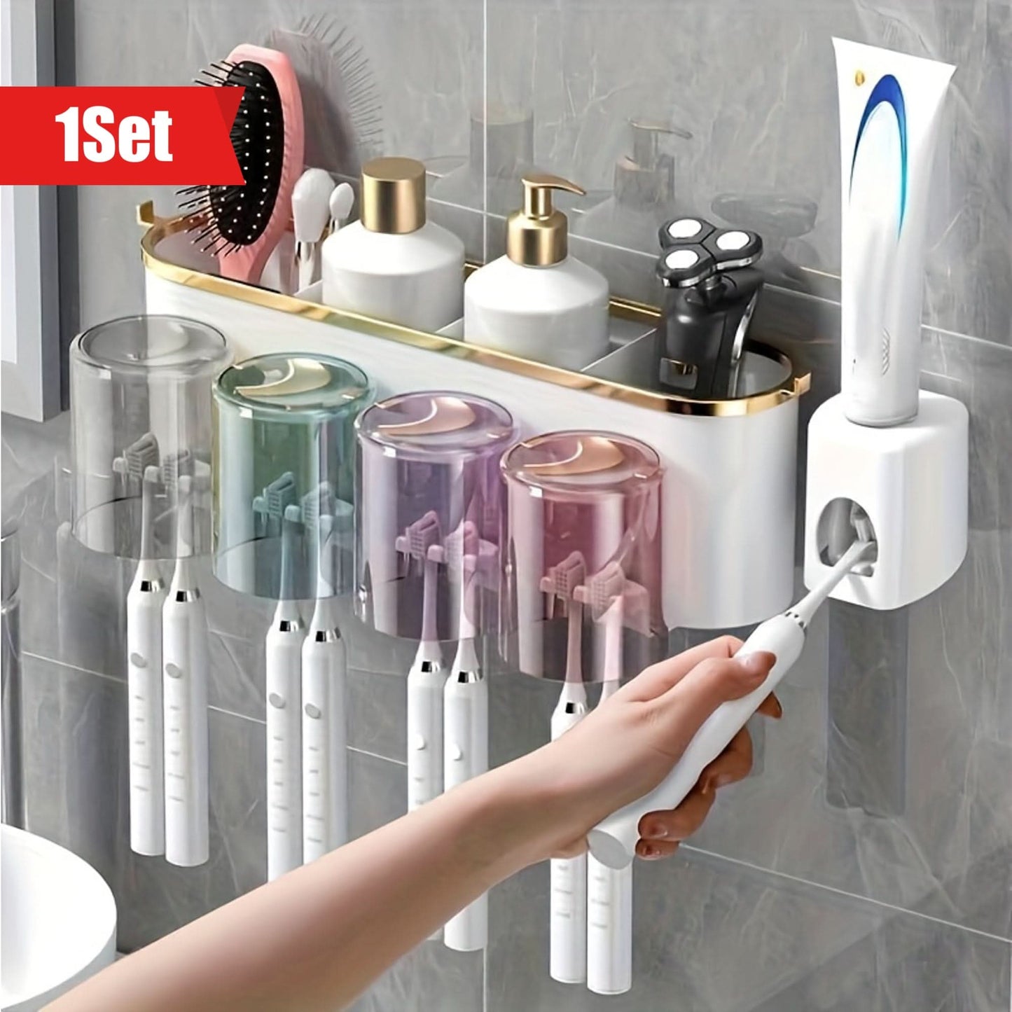 Deluxe Multifunctional Toothbrush Rack & Mug Holder