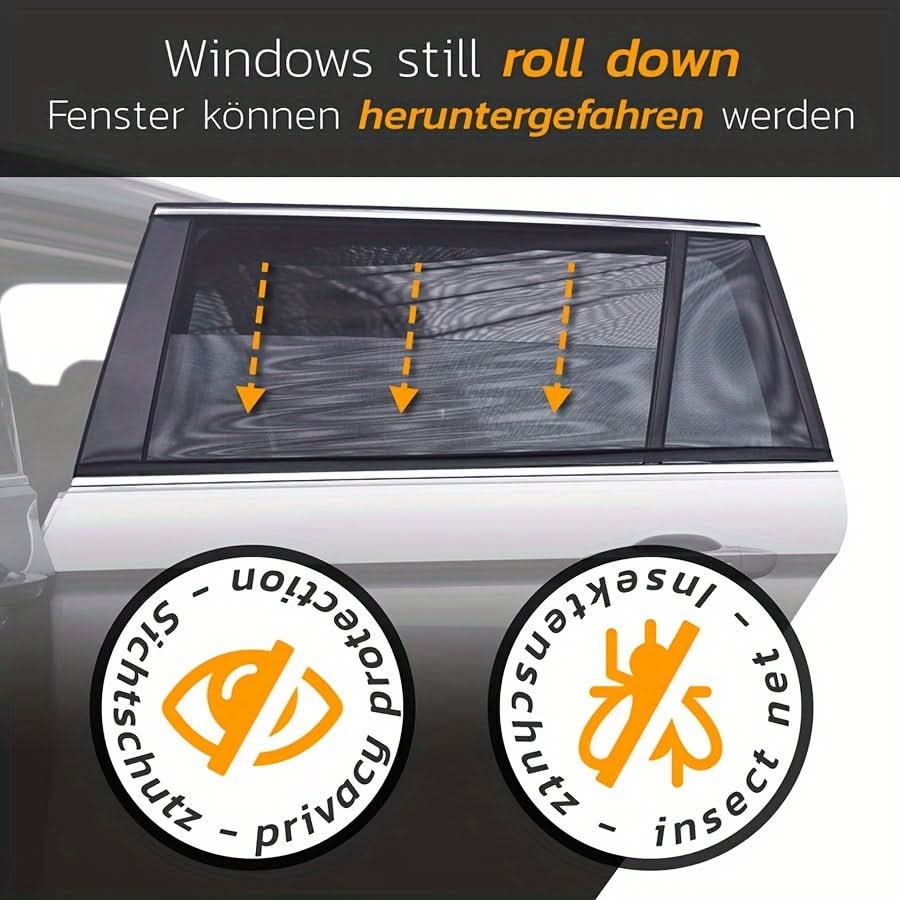 Car Privacy Window Screen – UV Protection Mesh with Zipper