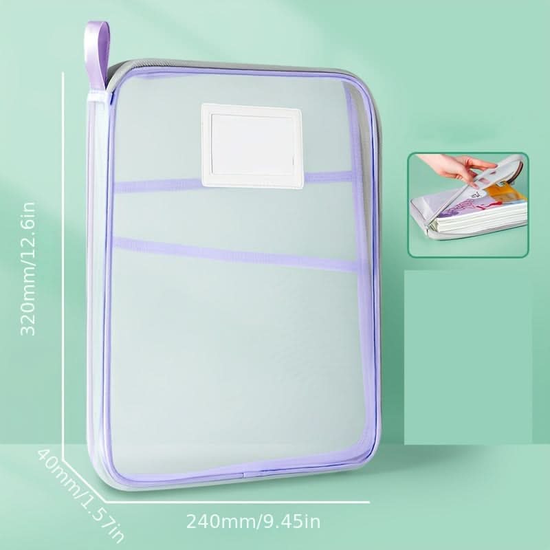 4-Pack Transparent Zippered Mesh File Bags