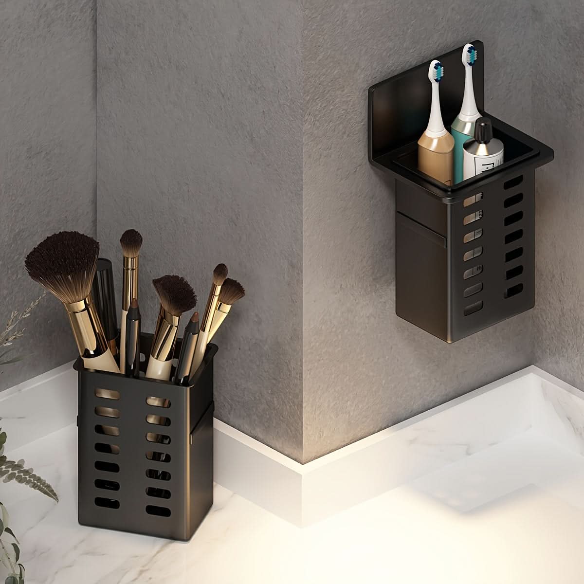 Wall-Mounted Toothbrush & Essentials Storage Rack