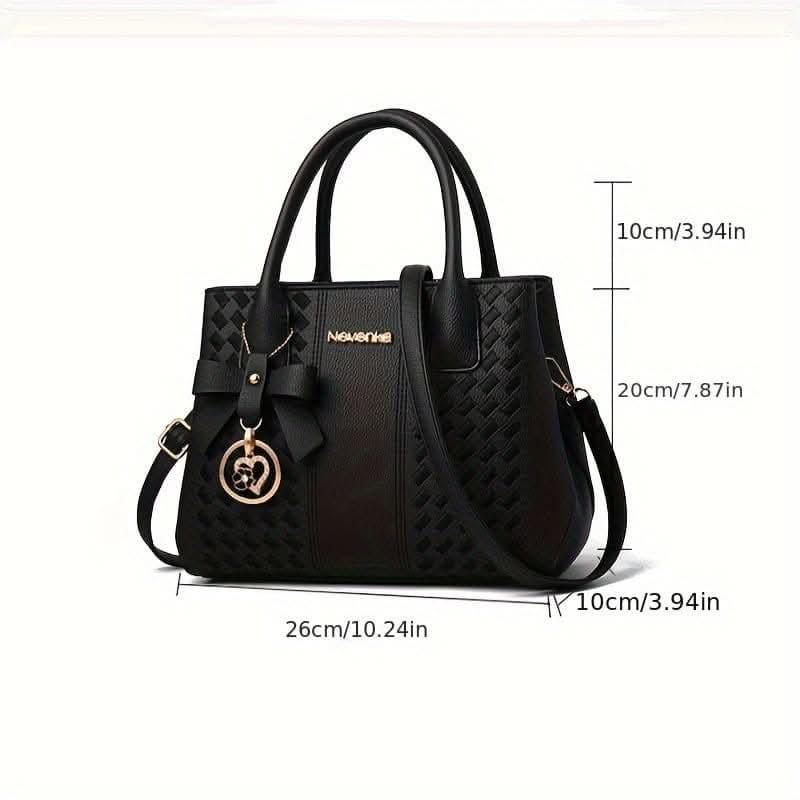 Embroidery Handbag in solid color with Elegant Top Handle