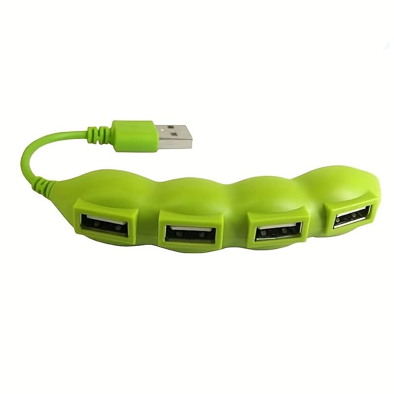 4-Port USB 2.0 Hub – Compact, Portable Pea-Shaped USB Splitter for Laptops