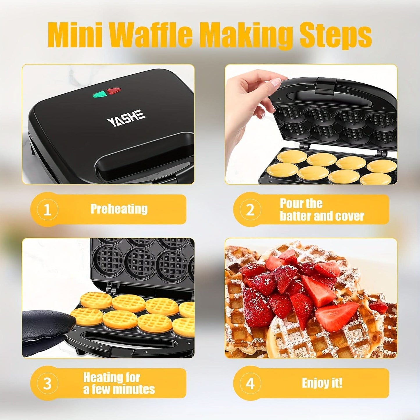Mini Waffle Maker – Small Waffle Bites Machine