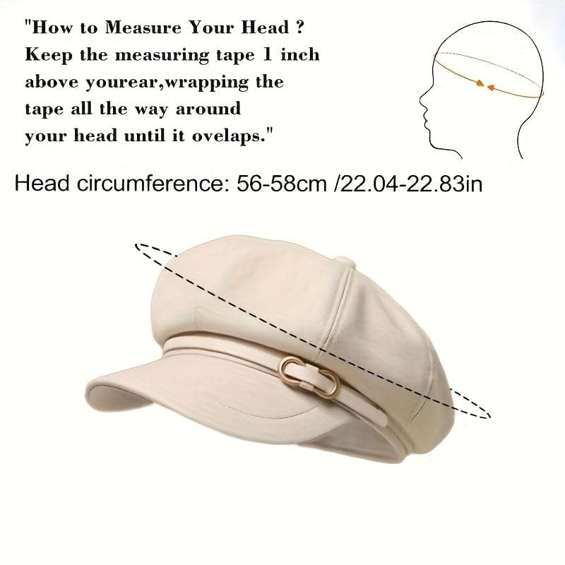 Women’s Vintage Newsboy Beret – Buckle Detail Painter Cap
