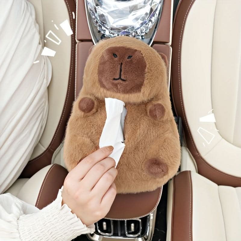 Capybara Plush Car Tissue Holder Organizer