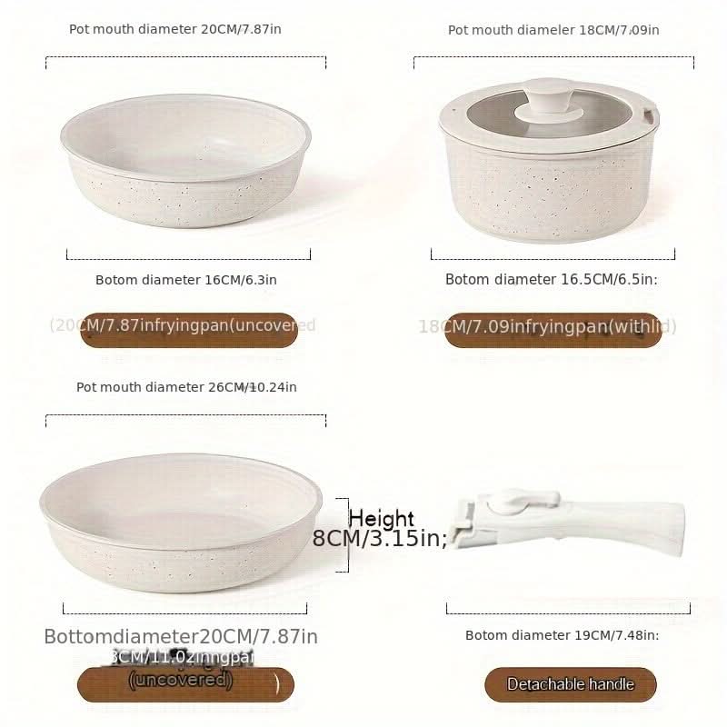 5-Piece Non-Stick Aluminum Cookware Set - Ivory