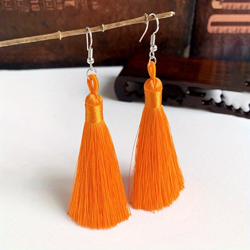 Colorful Tassel Dangle Earrings – Boho Ethnic Style