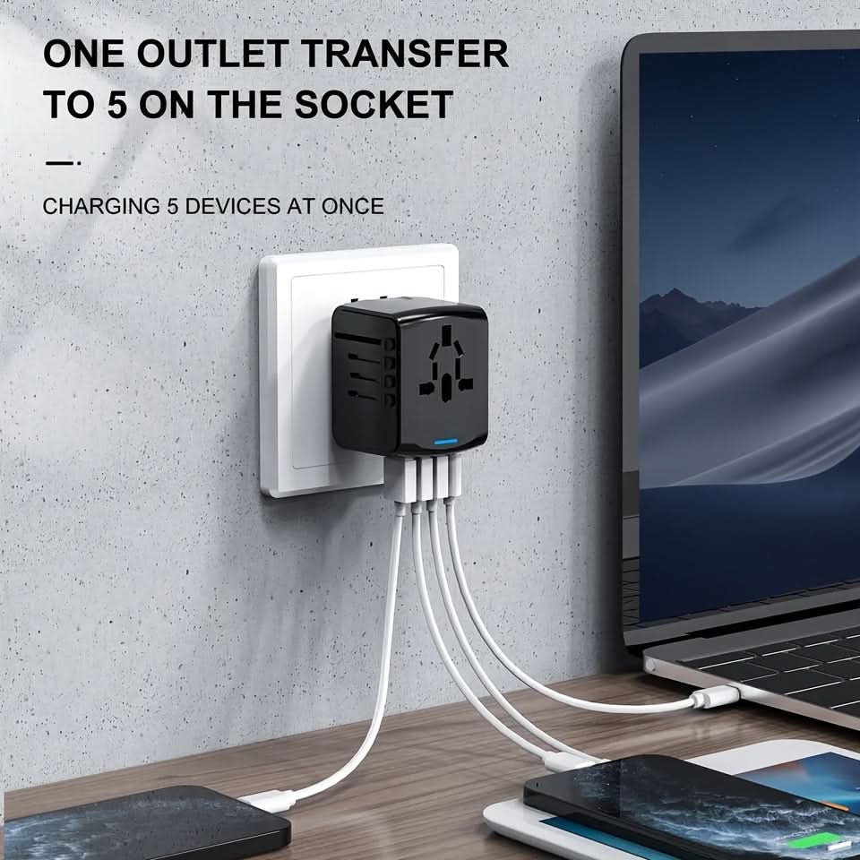 Universal Travel Plug Adapter with USB-C & USB-A