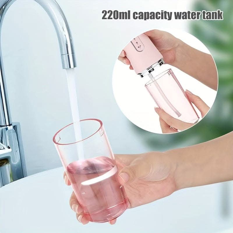 Portable Dental Water Flosser – USB Rechargeable, 4 Jet Tips, 3 Modes, Waterproof