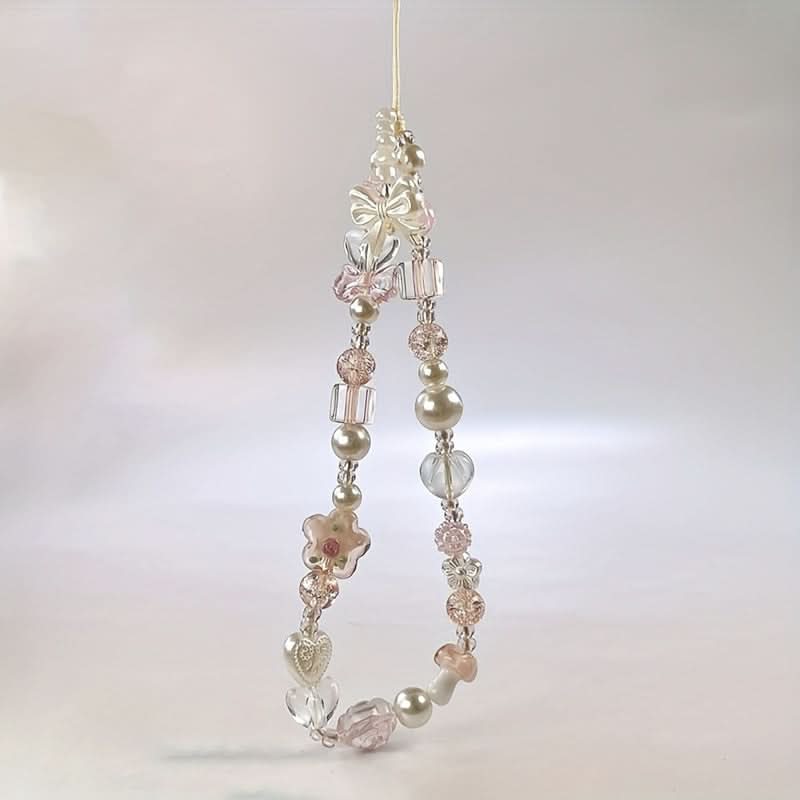 Beaded Flower Bow Phone Chain Lanyard