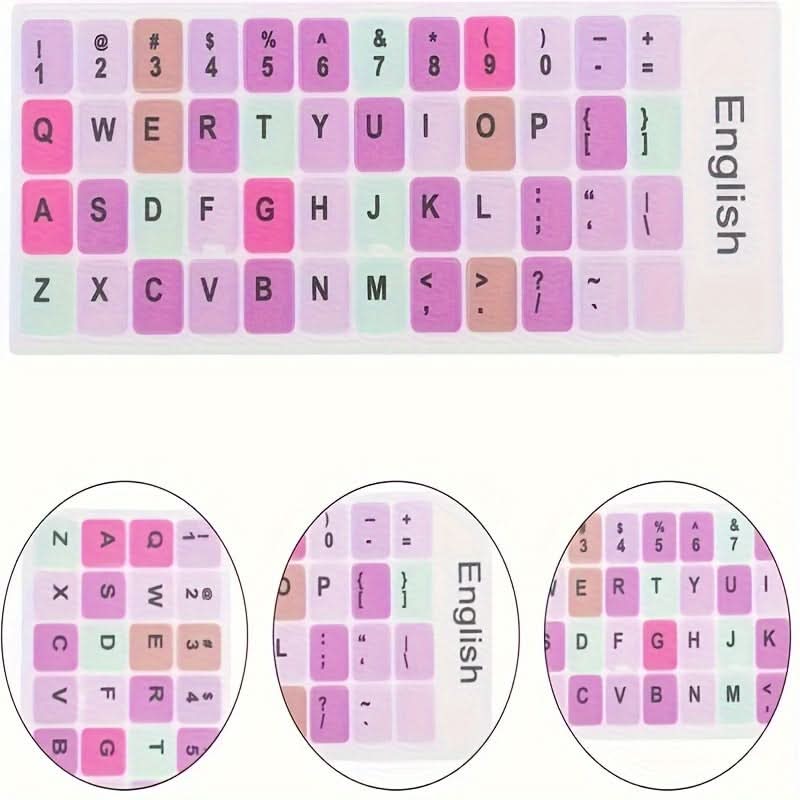 Vibrant Keyboard Sticker Set – Colorful, Removable Decals