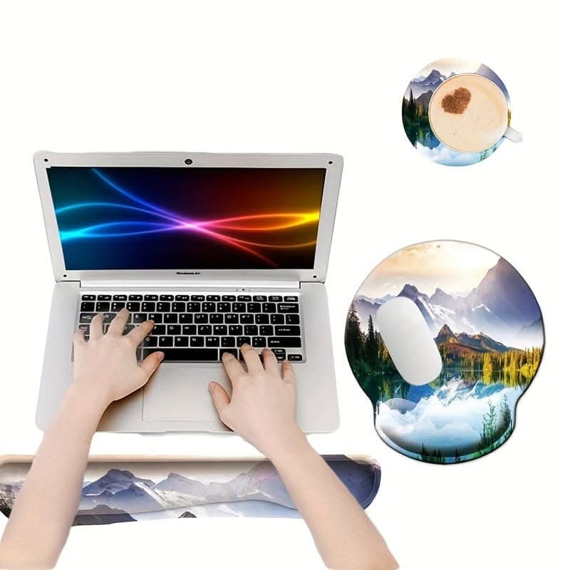 3-Piece Ergonomic Wrist Rest and Mouse Pad Set