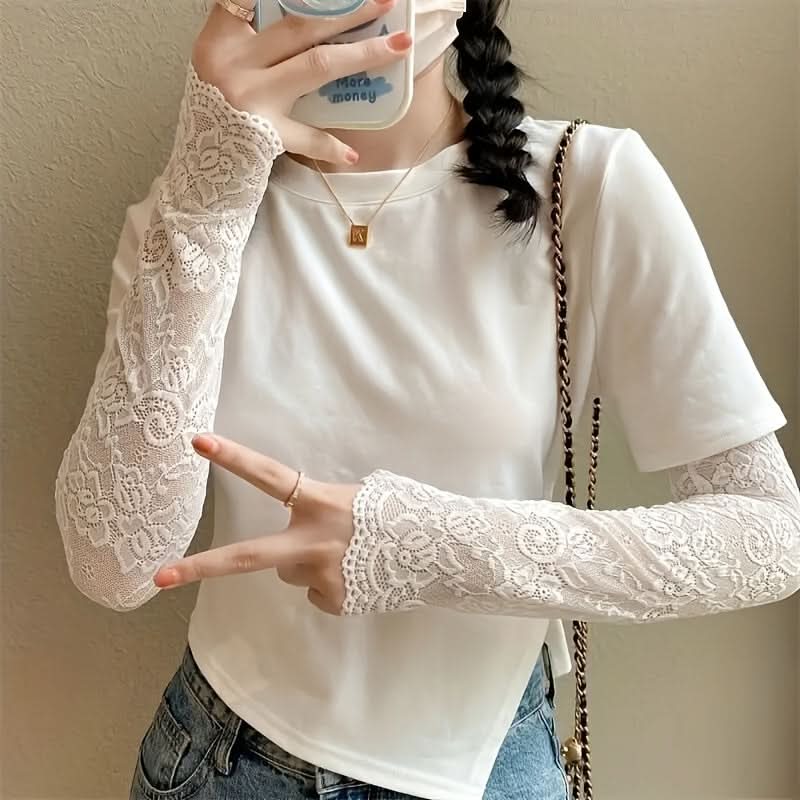 4 Pairs Women's Lace Sunscreen Arm Sleeves – Elegant Jacquard Summer Covers