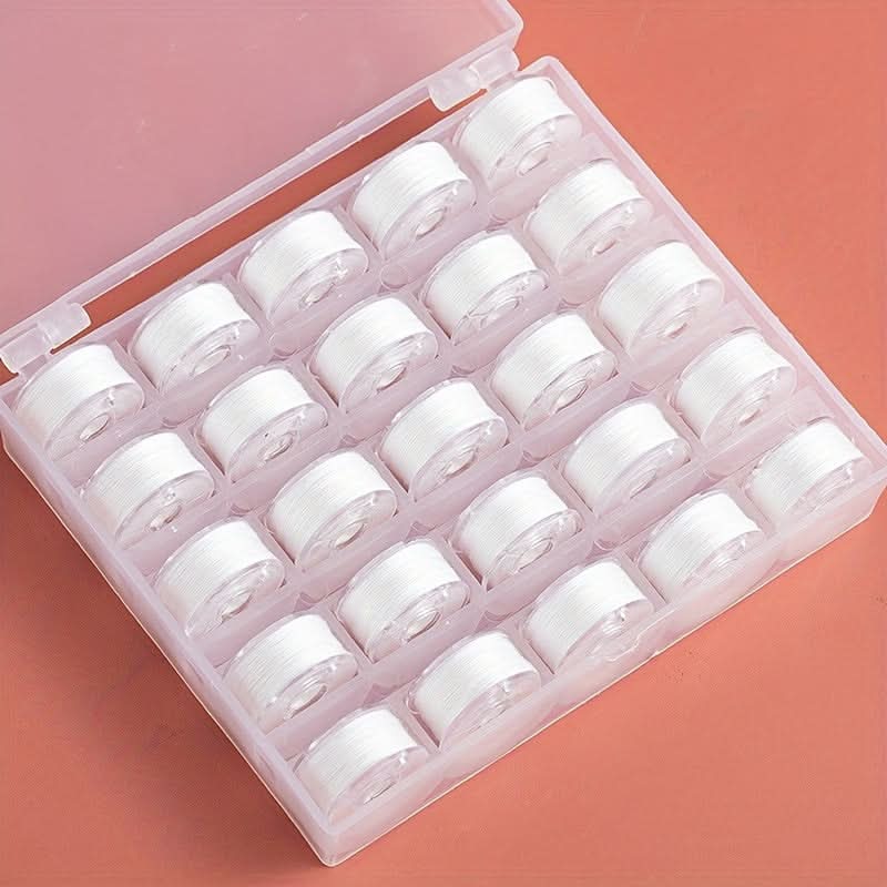 25/36pcs Deluxe Sewing Bobbin Set - Color-Coded Box with Pre-Threaded Bobbins