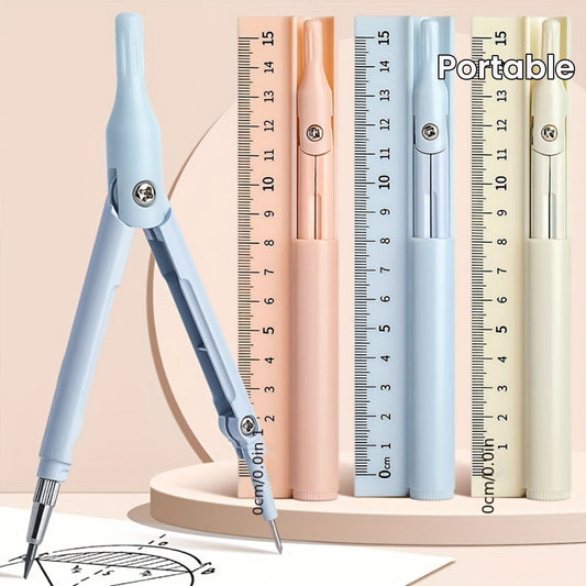 Pencil Ruler & Compass Set – Multifunctional School & Office Stationery