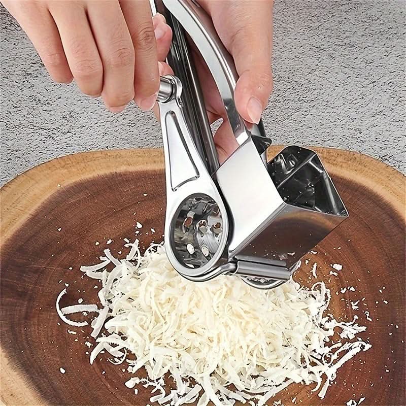 Stainless Steel Rotary Cheese Grater – Manual Parmesan Shredder for Mozzarella