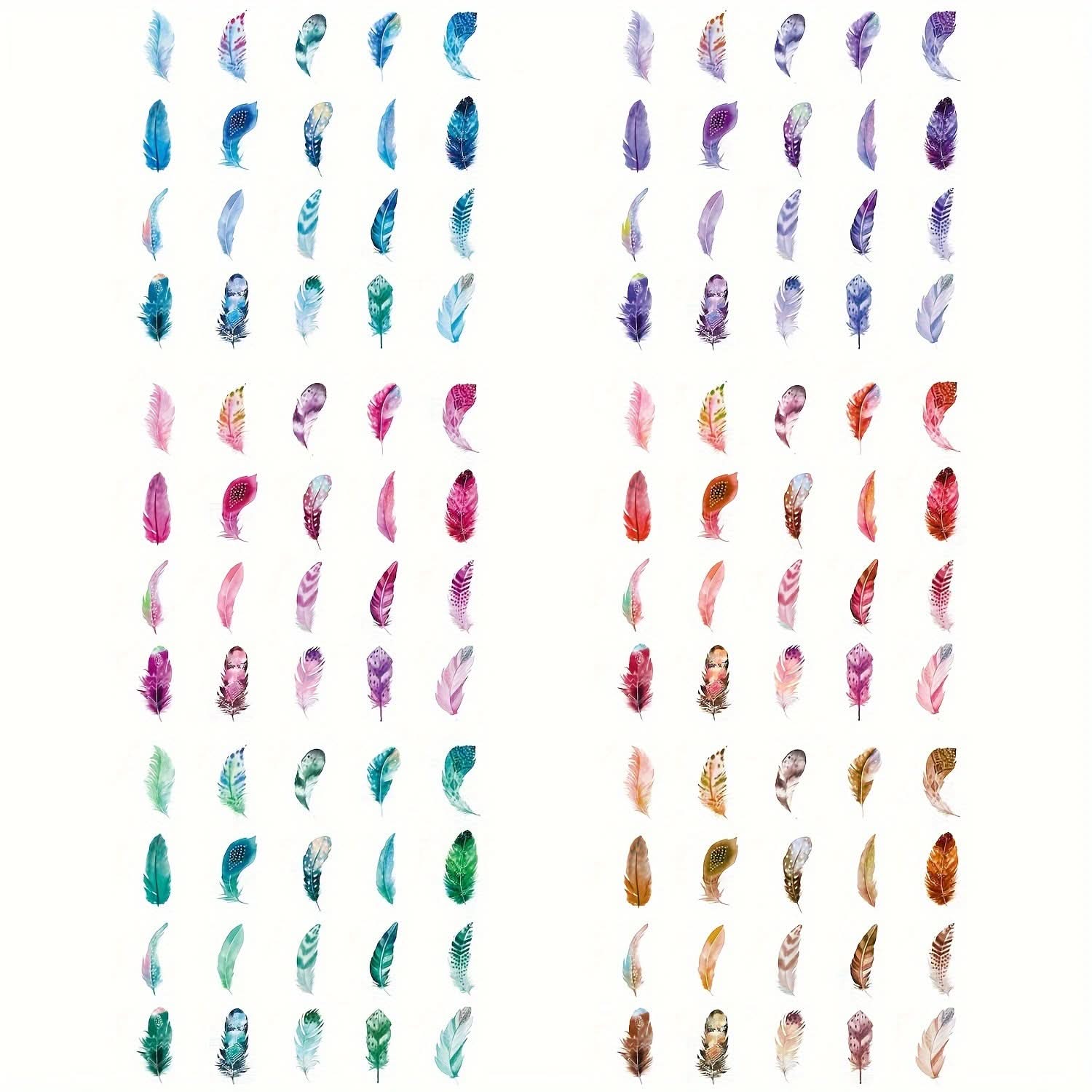 240 Multi-Color Feather Stickers for Crafting